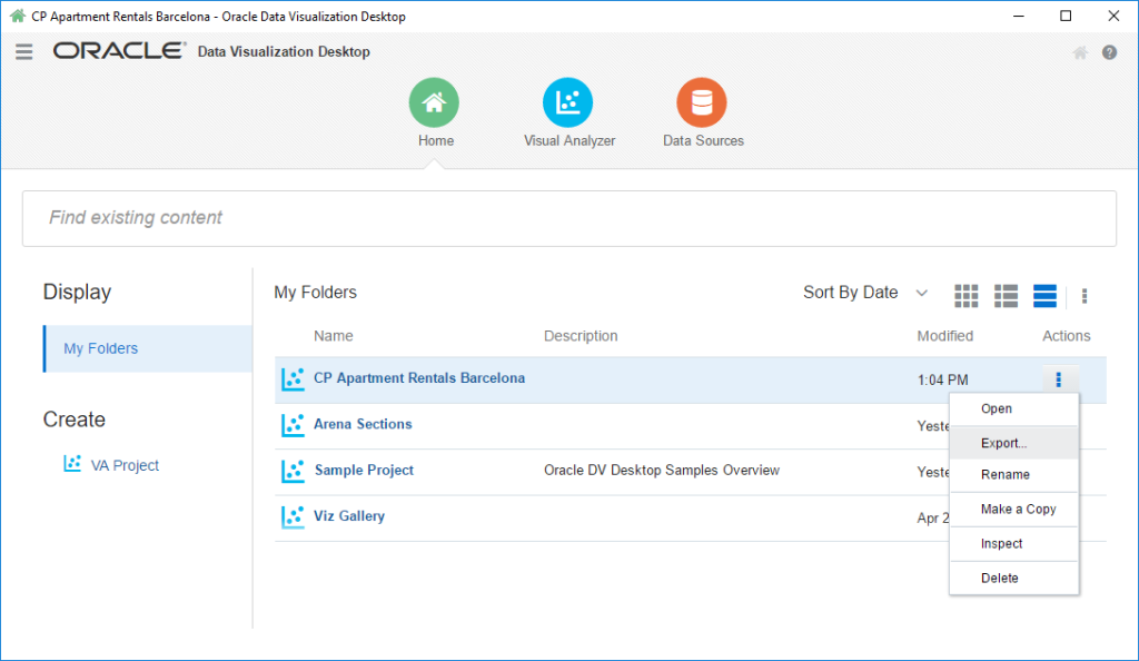 Oracle Data Visualization Desktop 