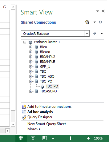 Figure 2: Excel SmartView Shared Connections