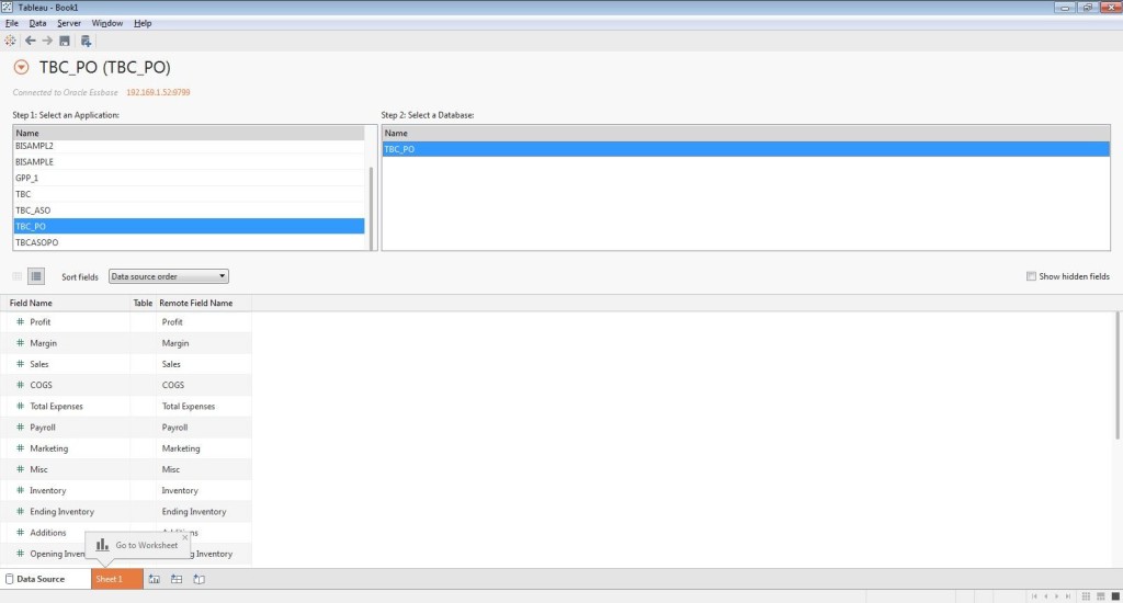 Figure 10: Tableau Database