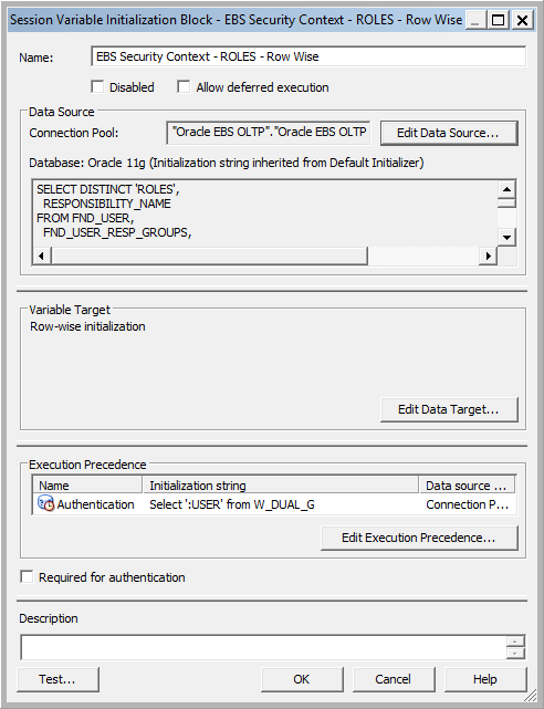 Figure 6: EBS Security Context - Roles - Row Wise