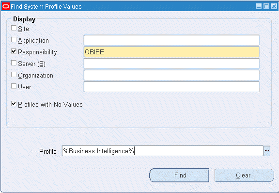 Figure 12: Oracle EBS Configuration - Find System Profile Values
