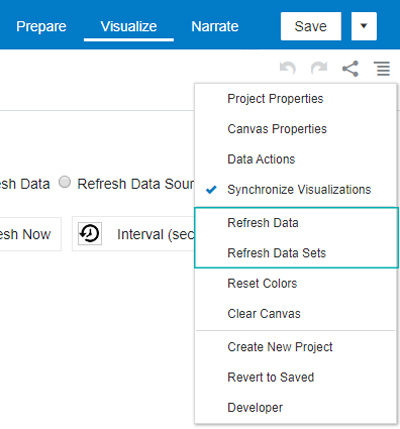 Options to refresh data manually