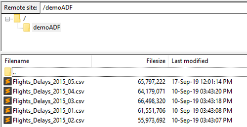 Screenshot of the FTP server folder where the user would upload the input files