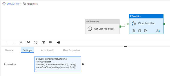 Configuration of the IF Statement activity