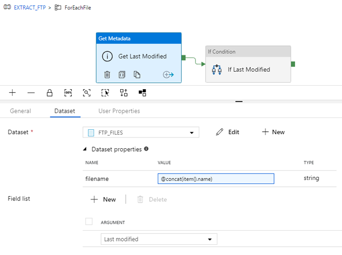 Configuration of the Get Last Modified date activity