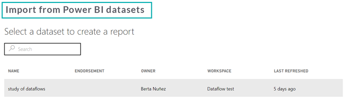 Datasets don’t offer the option to choose specific tables