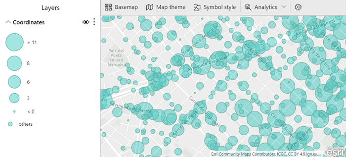 ArcGIS Size map displaying victims in accidents by their location