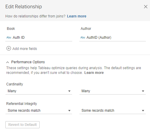 Edit Relationship set-up