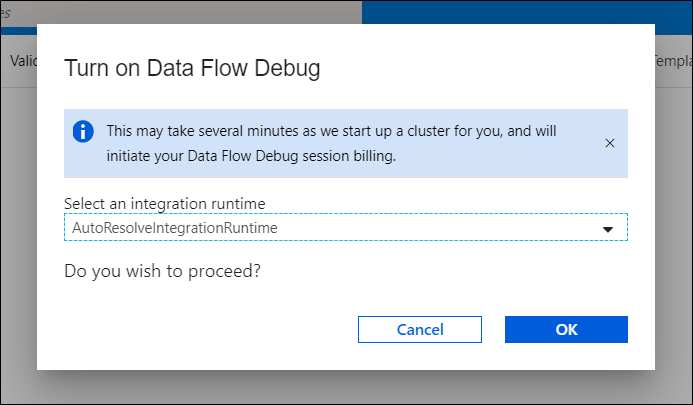 Turning on the Data Flow Debug switch