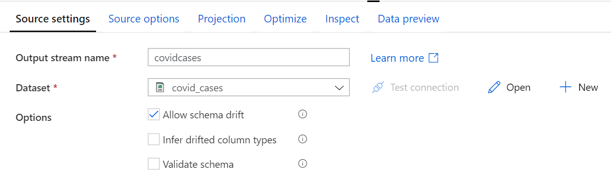 Transformation tab in the configuration panel