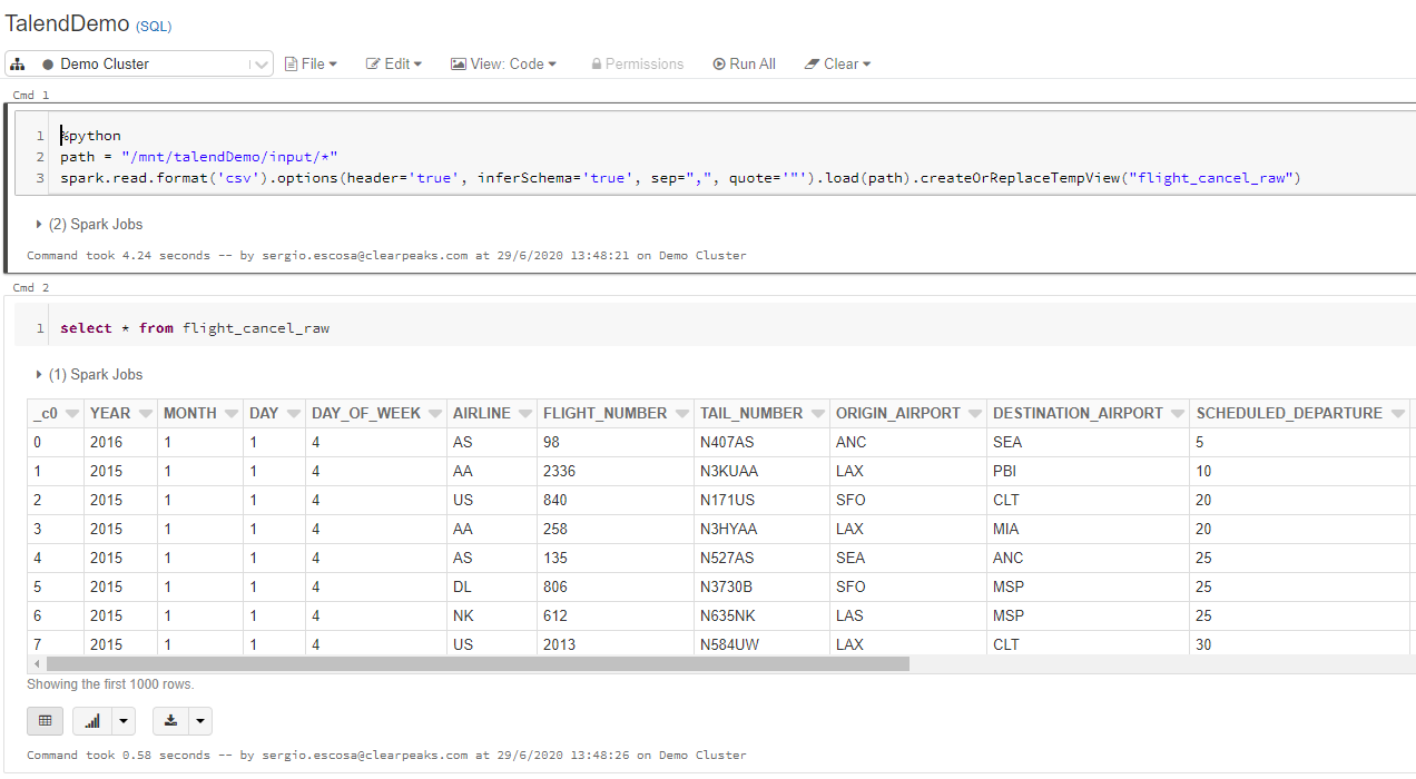 Data is available in Databricks for further processing