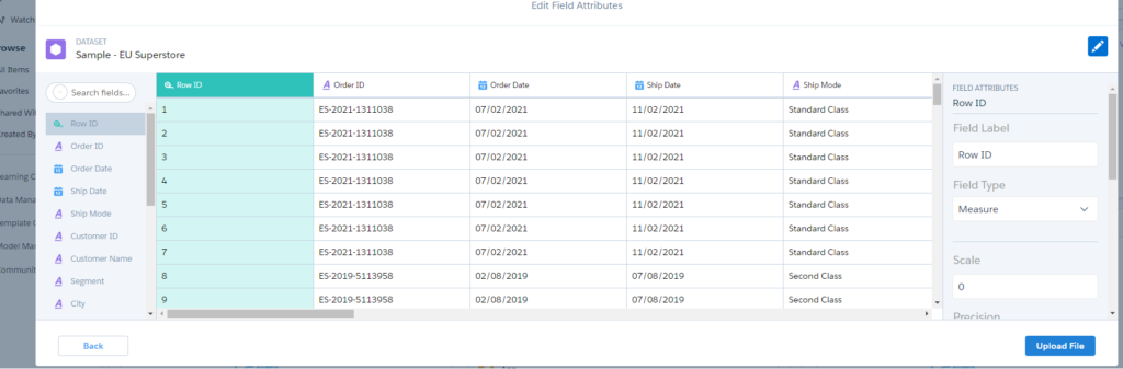 Upload CSV file