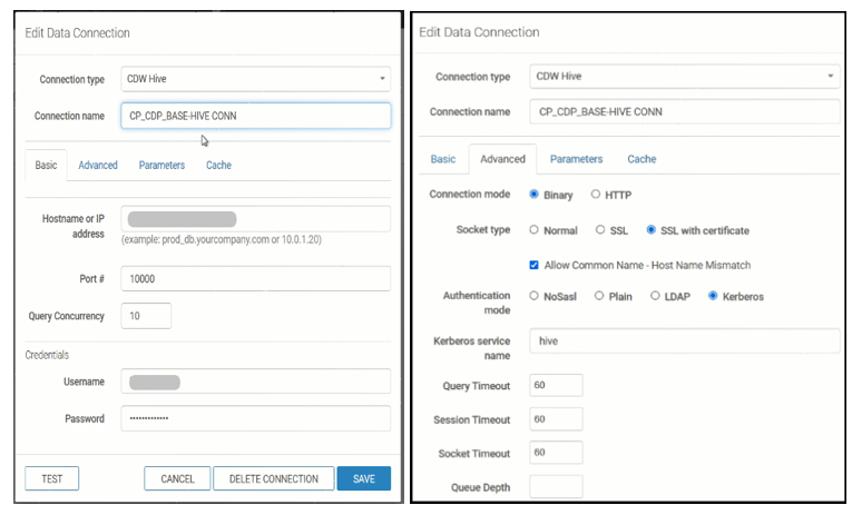 : CDW Hive Connection parameters