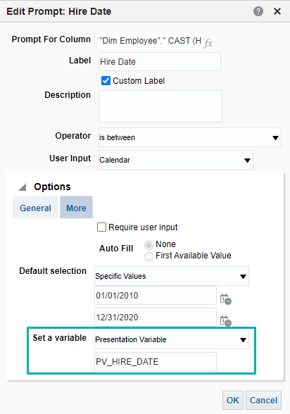 Set up a Presentation Variable