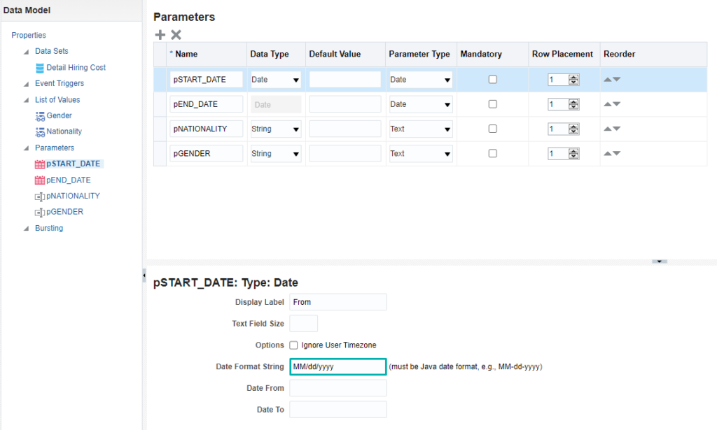 Specifying the date format to match with the database one