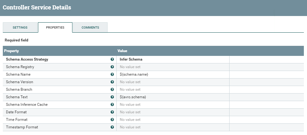 Details of the JsonTreeReader controller service for the Record Reader