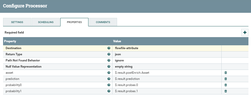 Details of the EvaluateJSONPath processor