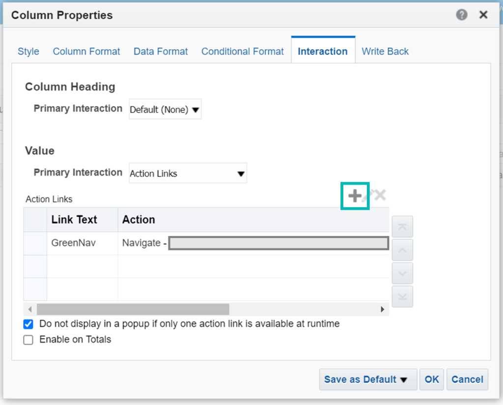 how does it work in OAS? Column Proprieties