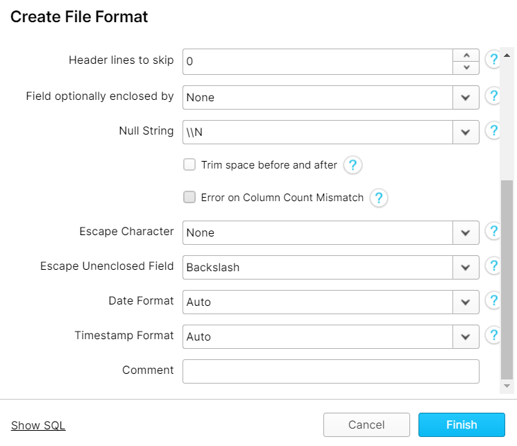 Create file format