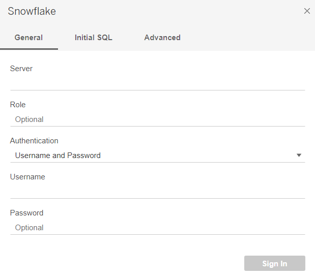 Snowflake general settings