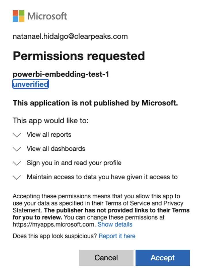 Permissions requested