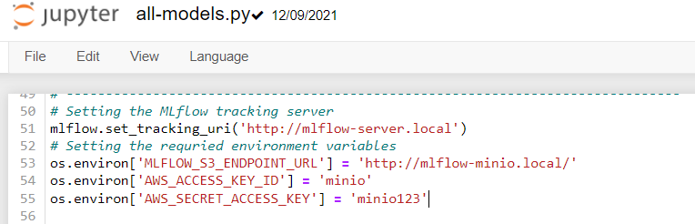 Mlflow deployed in the Kubernetes 