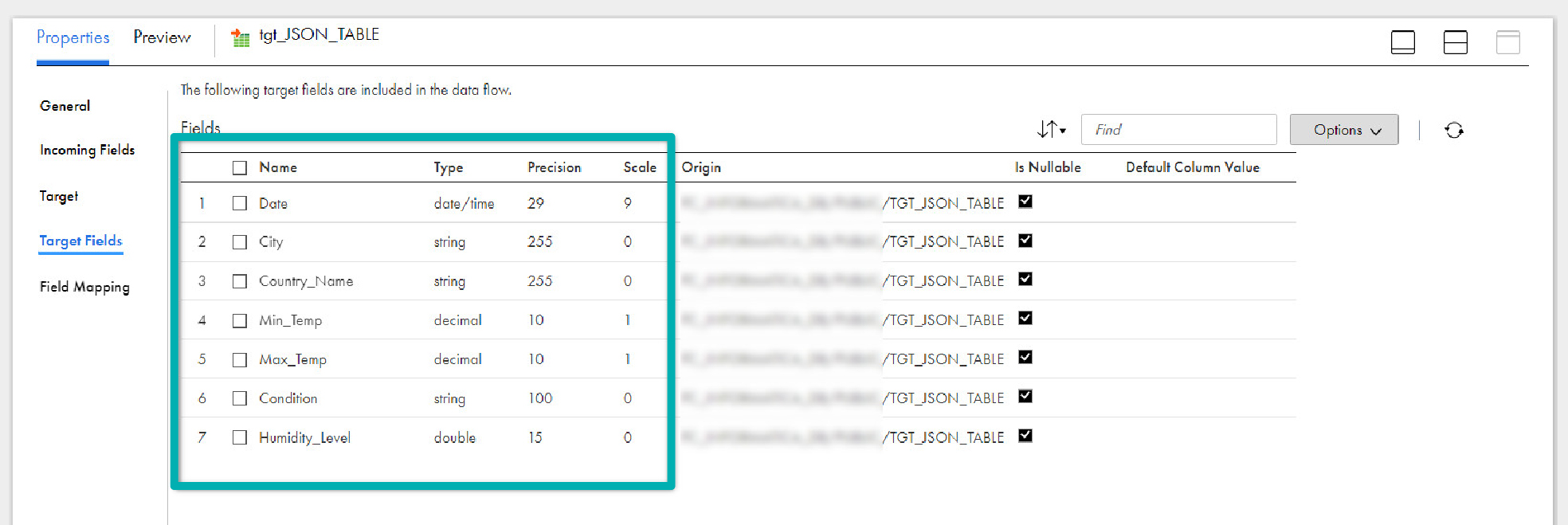 TGT Table screenshot