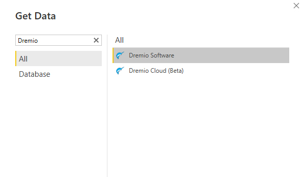 Selecting Dremio as the query engine for Power BI