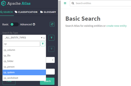 Figure 8 Atlas UI displays new Entity Types