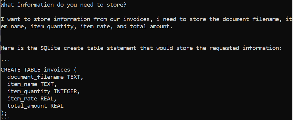 SQL table 1