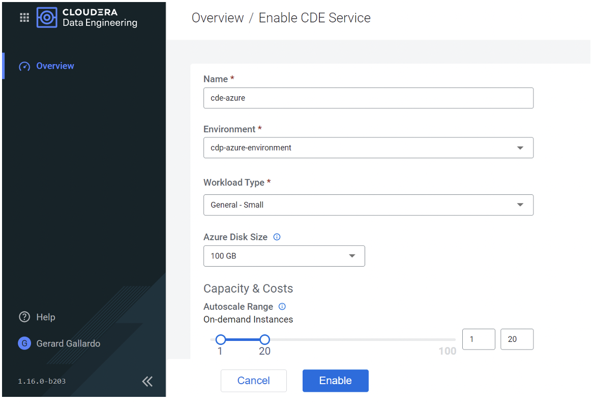 Enabling the CDE environment screenshot