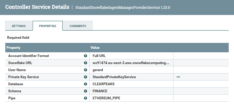 Snowflake ingest manager provider details