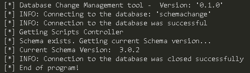 Output DCM tool execution to get the current database version