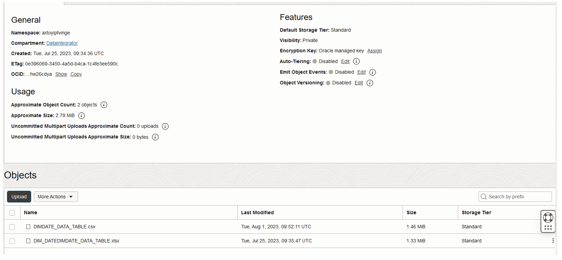 Load data from Object Storage