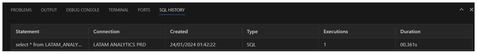 SQL history 