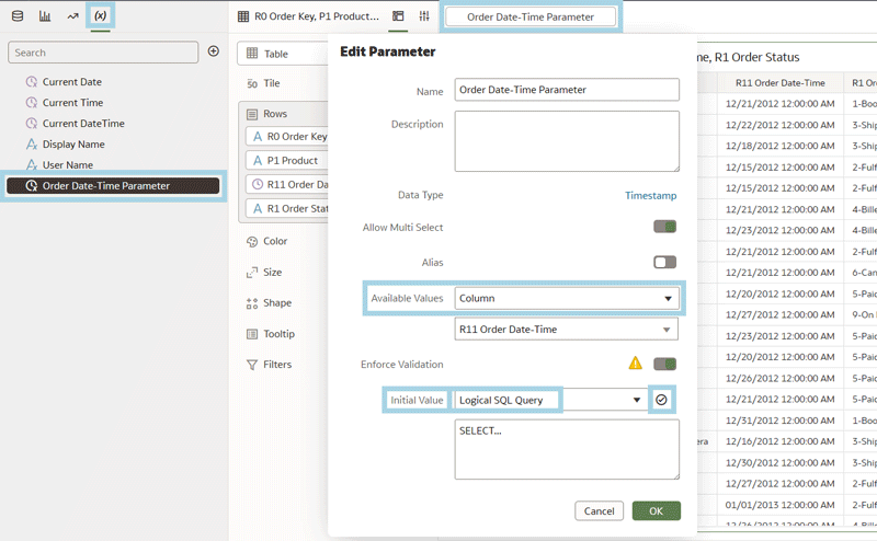 OAS edit parameter