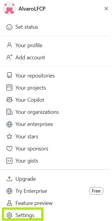 Profile Menu