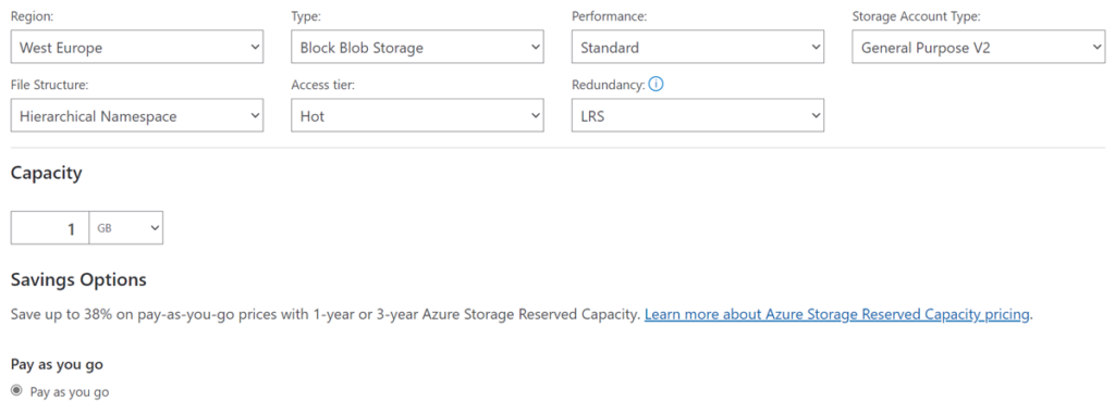 Details of the parameters used to estimate the cost of cloud resources