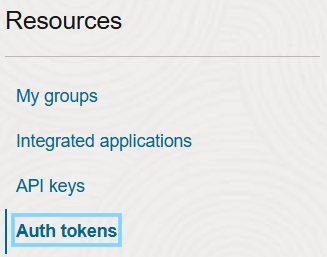 Selecting the Auth tokens option