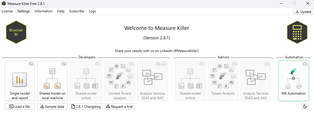 Measure Killer Main Menu View