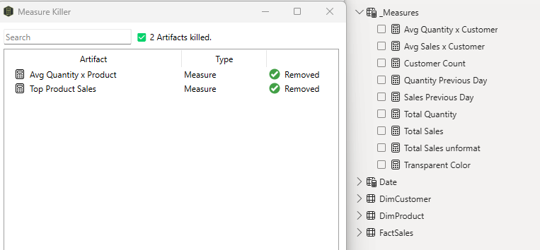 Killed measures sync with Power BI