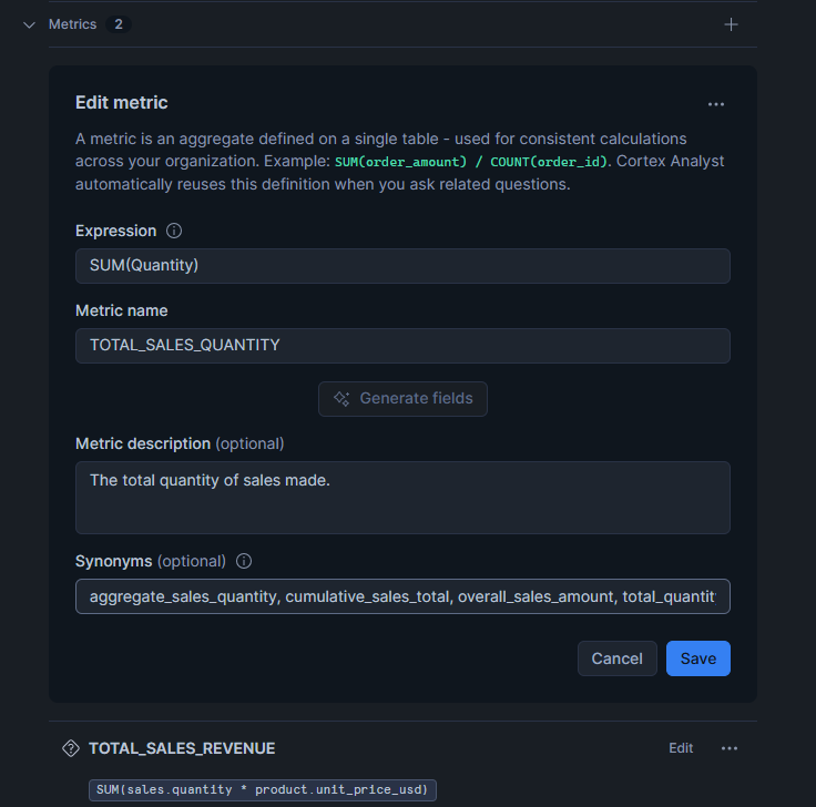 Define Facts and Metrics