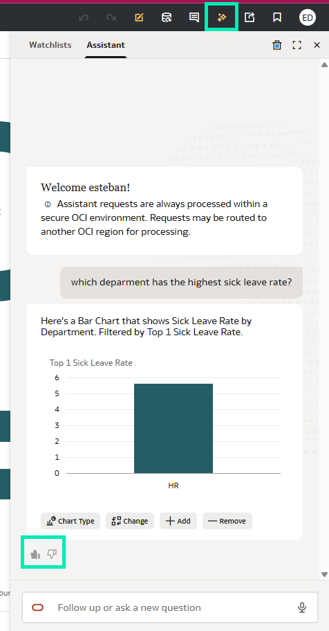 AI-generated response with thumbs up