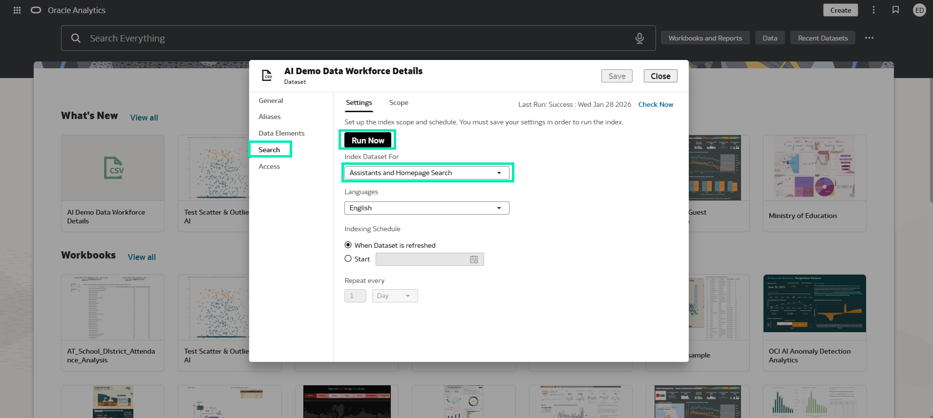 Enable index for AI Assistant