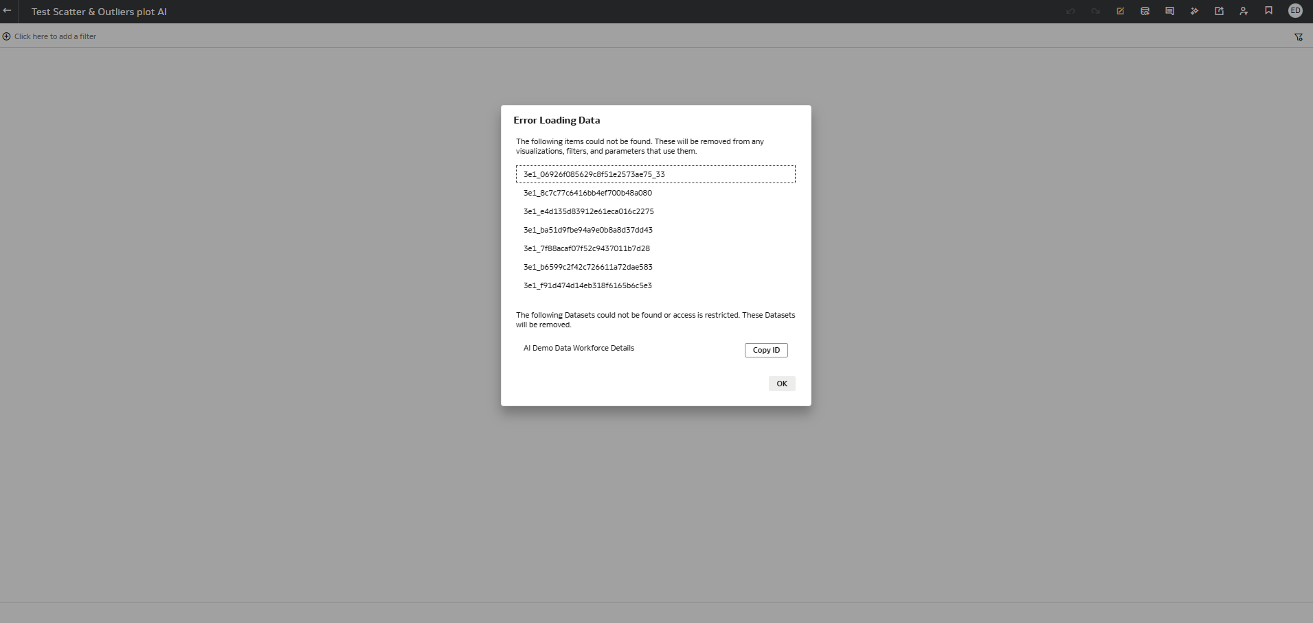 Workbook fails to open after deleting the source dataset