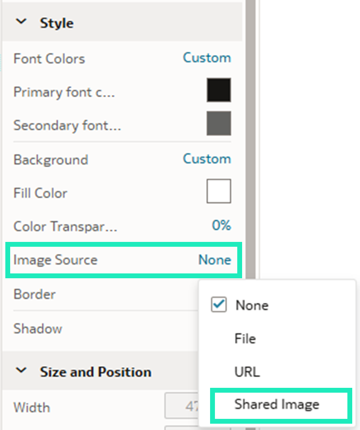 Style section with Image Source property set to None