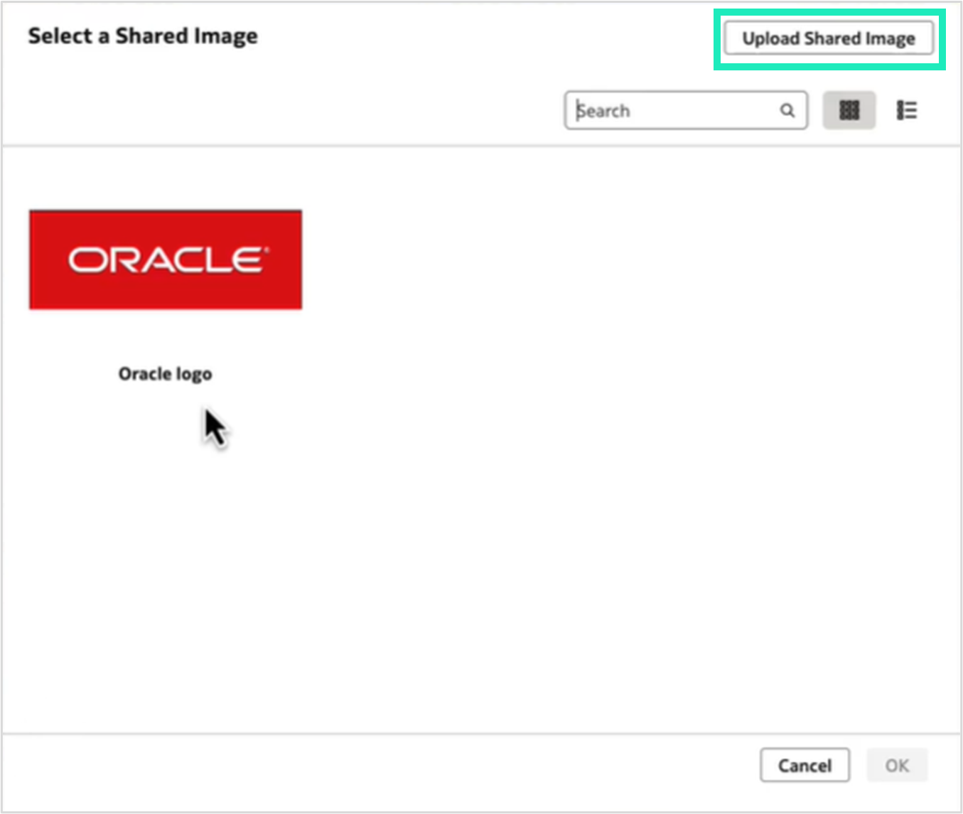 The Select a Shared Image window