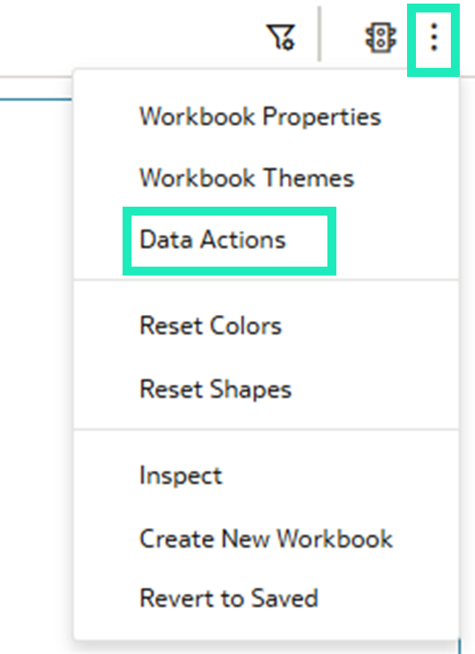 Data Actions in the workbook menu