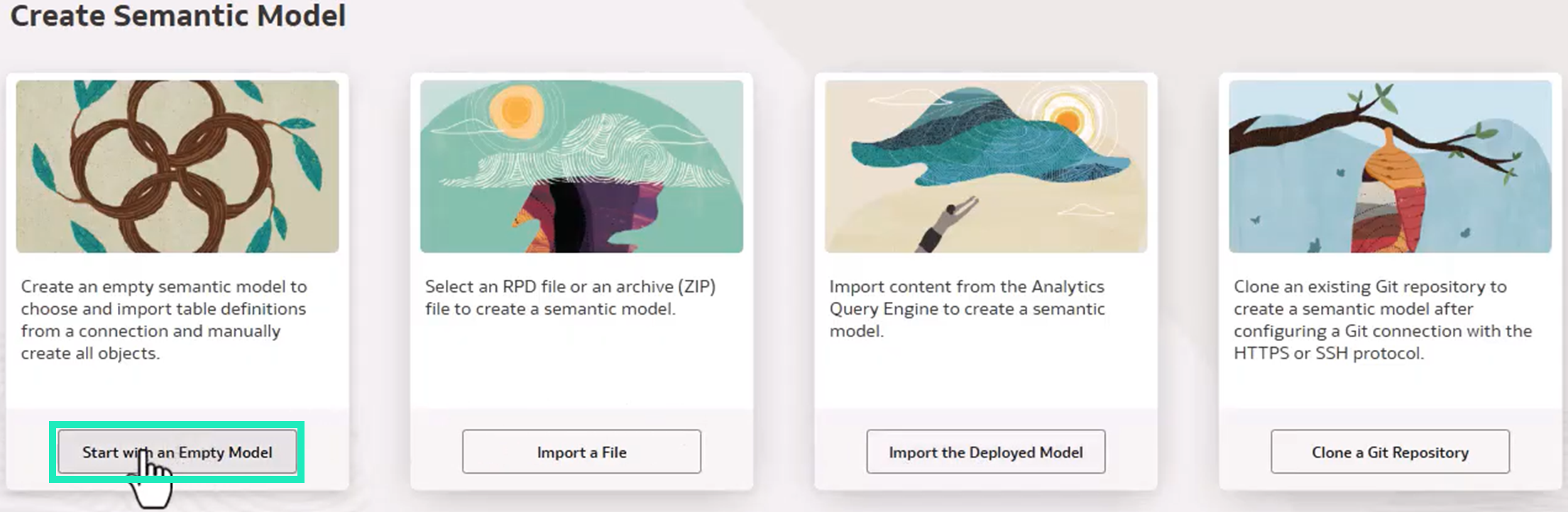 Create Semantic Model options