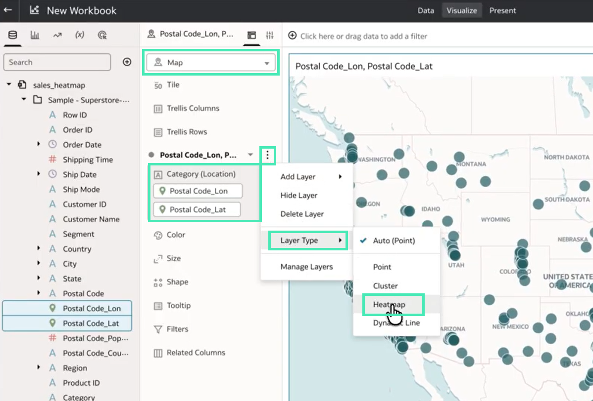 Map visualisation: Heatmap configuration